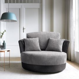 DYNO Jumbo Cord Swivel Chair - Grey and Black
