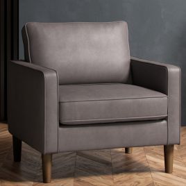 TREVANO Faux Leather Armchair - Grey