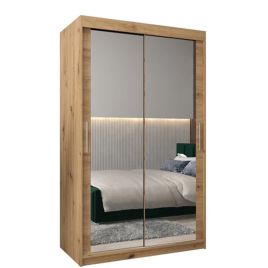 TIVERTONI 2 Door Mirrored Sliding Wardrobe Medium Oak - 120cm