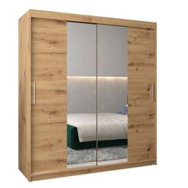 TIVERTON II 2 Door Mirrored Sliding Wardrobe Medium Oak - 180cm