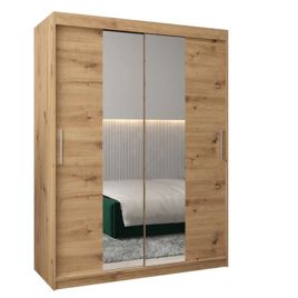TIVERTON II 2 Door Mirrored Sliding Wardrobe Medium Oak - 150cm