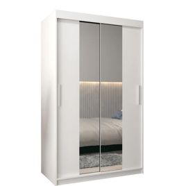 TIVERTON II 2 Door Mirrored Sliding Wardrobe White - 120cm