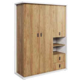 MAIDENHEAD 3 Door Kids Wardrobe with 2 Drawer - Medium Oak - 150cm