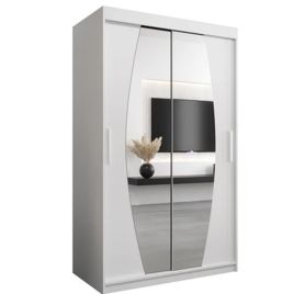 WRIGHT 2 Door Mirrored Sliding Wardrobe White - 120cm