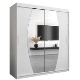 WRIGHT 2 Door Mirrored Sliding Wardrobe White - 180cm