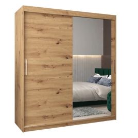 TIVERTON 2 Door Mirrored Sliding Wardrobe Medium Oak - 180cm