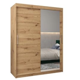 TIVERTON 2 Door Mirrored Sliding Wardrobe Medium Oak - 150cm