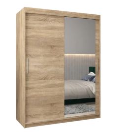 TIVERTON 2 Door Mirrored Sliding Wardrobe Light Oak - 150cm
