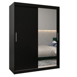 TIVERTON 2 Door Mirrored Sliding Wardrobe Black - 150cm