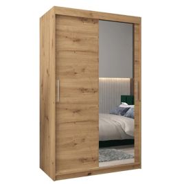 TIVERTON 2 Door Mirrored Sliding Wardrobe Medium Oak - 120cm