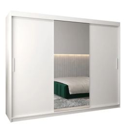 TIVERTON 3 Door Mirrored Sliding Wardrobe White - 250cm