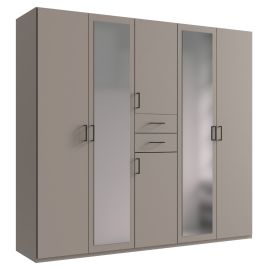 DOCKER 5 Door Mirrored Wardrobe Grey - 225cm
