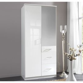CALLISTO 2 Door Mirrored Wardrobe White - 90cm