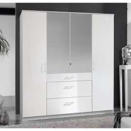 CALLISTO 4 Door Mirrored Wardrobe White - 180cm