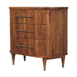 EMVIAN Amber Oak Chest of Drawers - Medium-sized, 3 Drawers, Ribbed
