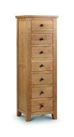 MARCH Oak Finish Chest of Drawers - Tallboy, Medium-sized, 7 Drawers
