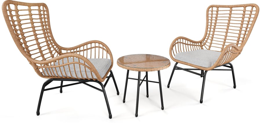 OATWELL Garden Bistro Set - Beige with Light Grey - Avellino & Wells