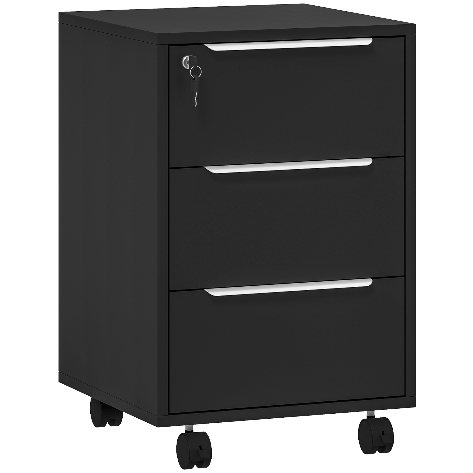 HERON 3 Drawer Locking Filing Cabinet Black - Life Essentials