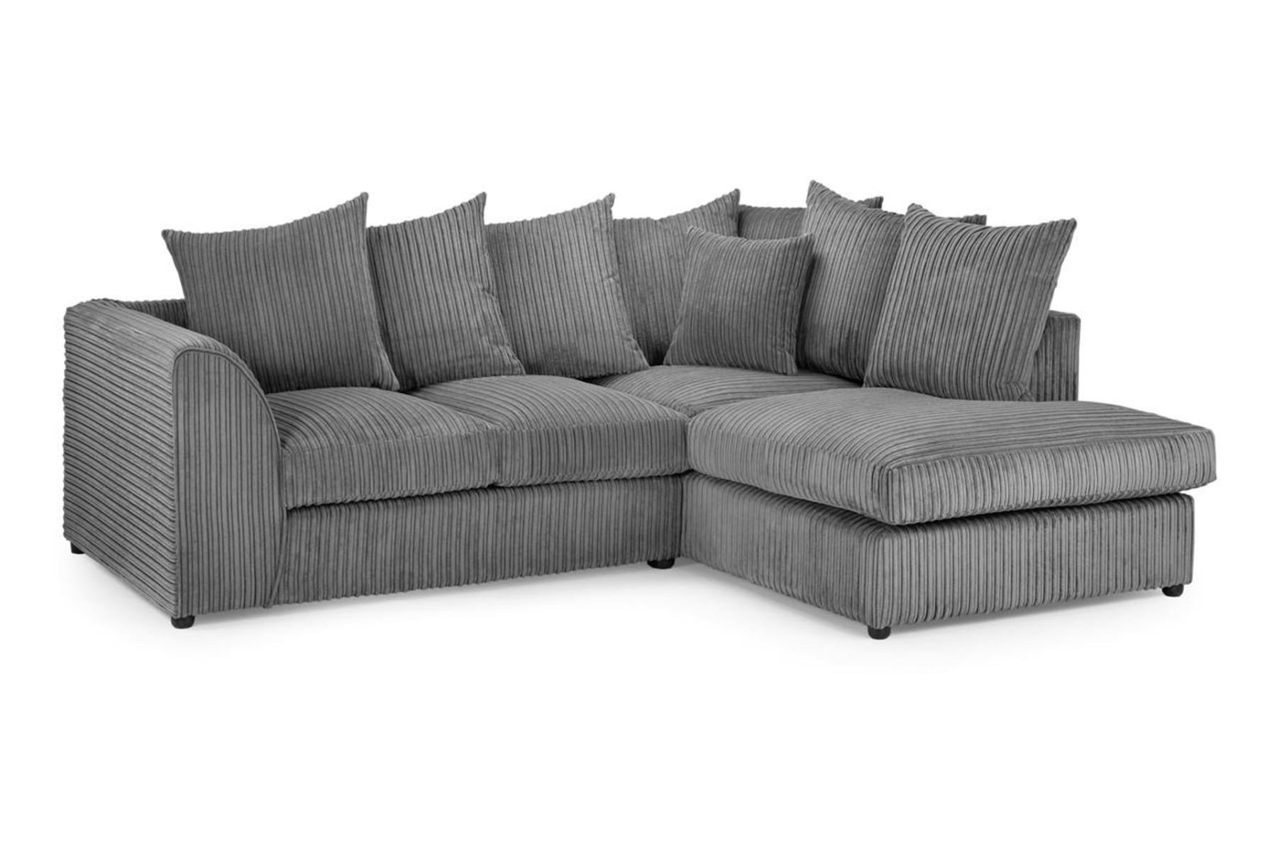 Harley Jumbo Cord Grey Corner Sofa - Right Arm - Sofa Central