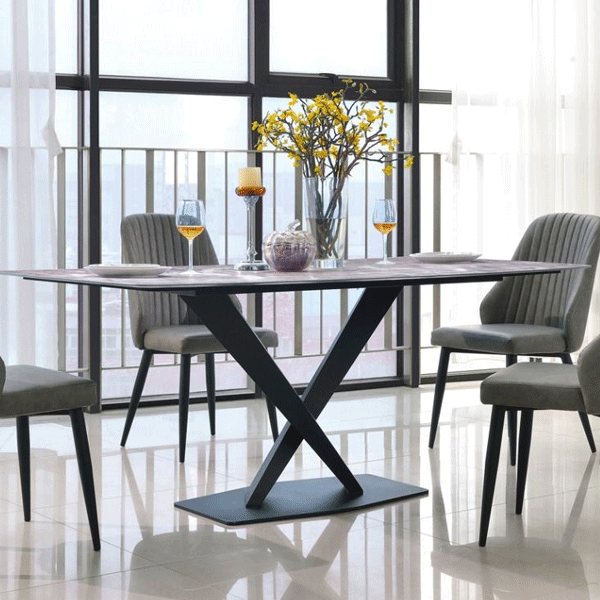 Hove Marble Dining Table with Black Metal Frame - Rectangular - Sigrid Mills