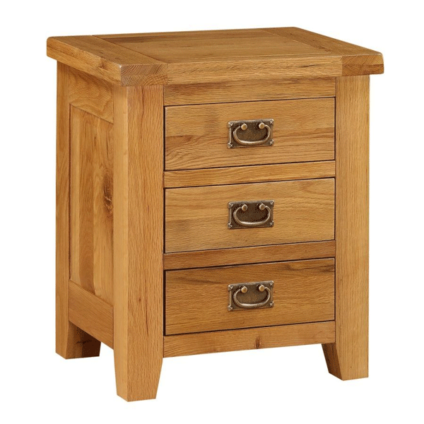 Bedside Table - EDEN 3 Drawer Nightstand Light Oak 53cm - Sigrid Mills