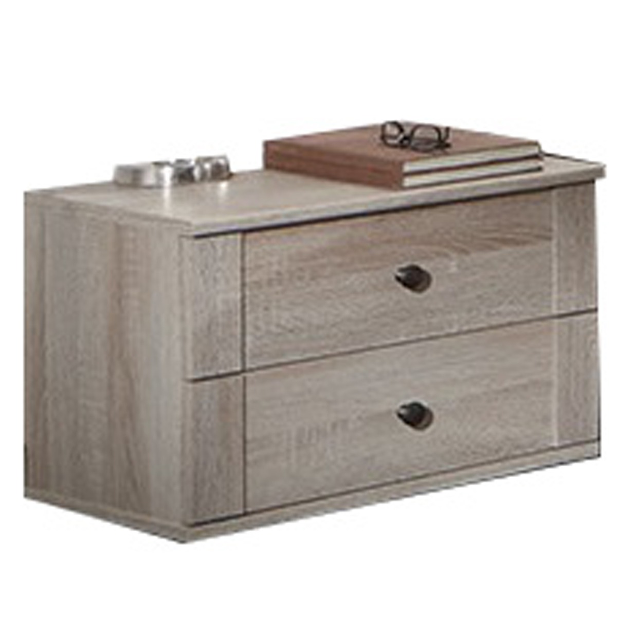 Bedside Table - CAIRO 2 Drawer Nightstand Oak 52cm - Wimex Distribution