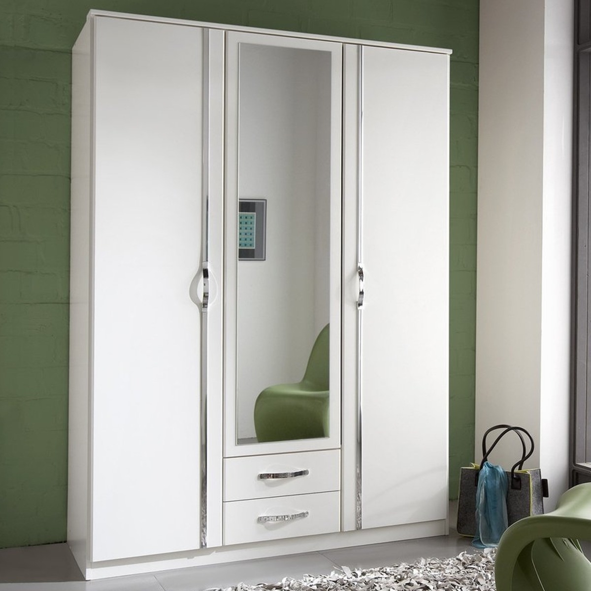 Wardrobe - DAYTON 3 Door Wardrobe White 135cm - Wimex Distribution
