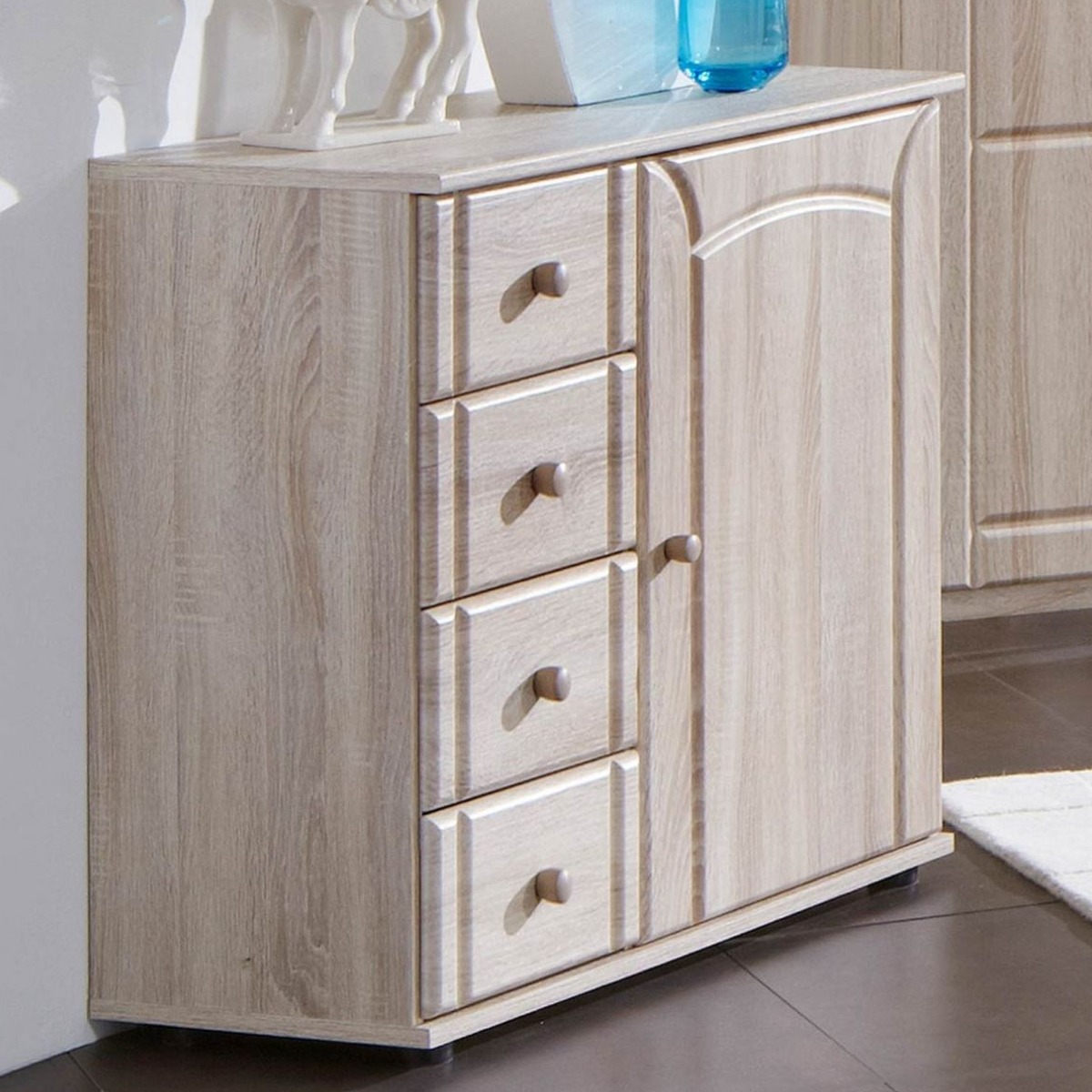 VILMA 4 Drawer 1 Door Sideboard - Light Oak - Wimex Distribution