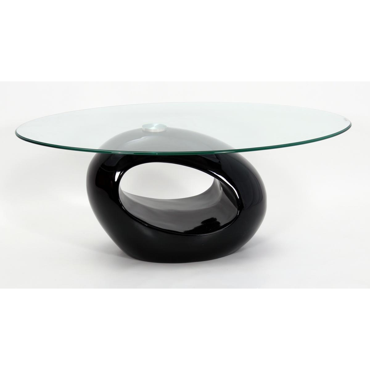 Beverley Oval High Gloss Fibre Glass Coffee Table - Black - Sigrid Mills