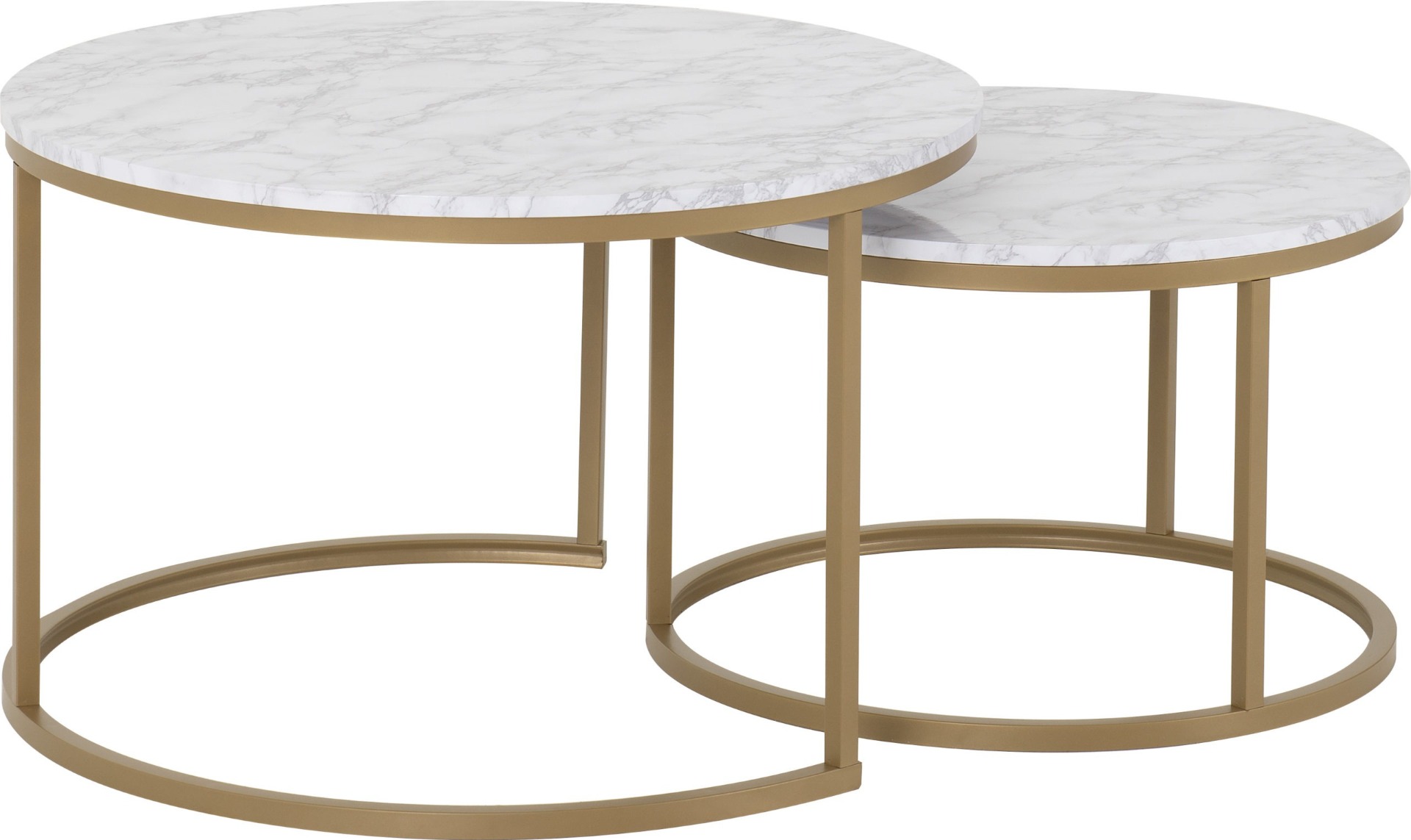 Dallas Round Coffee Table Set - Marble Gold Effect - Budget Deals
