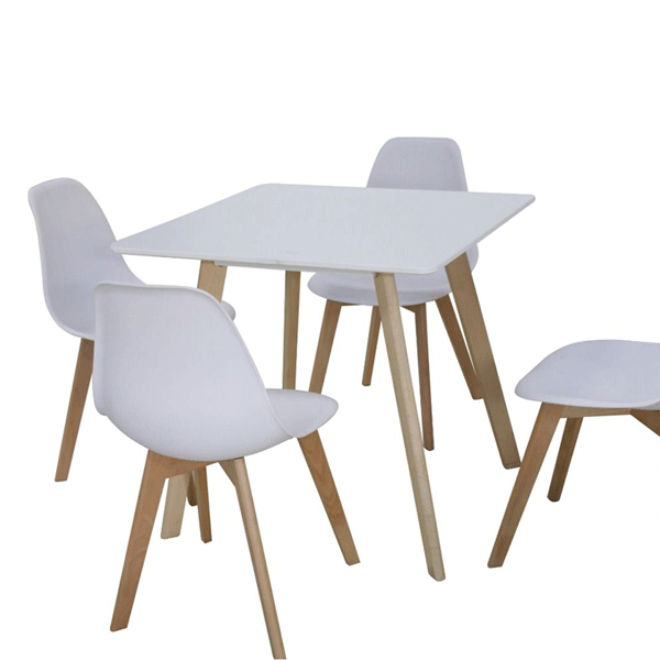 Lynton Small Square Dining Table with Solid Beech Legs - White - Sigrid Mills