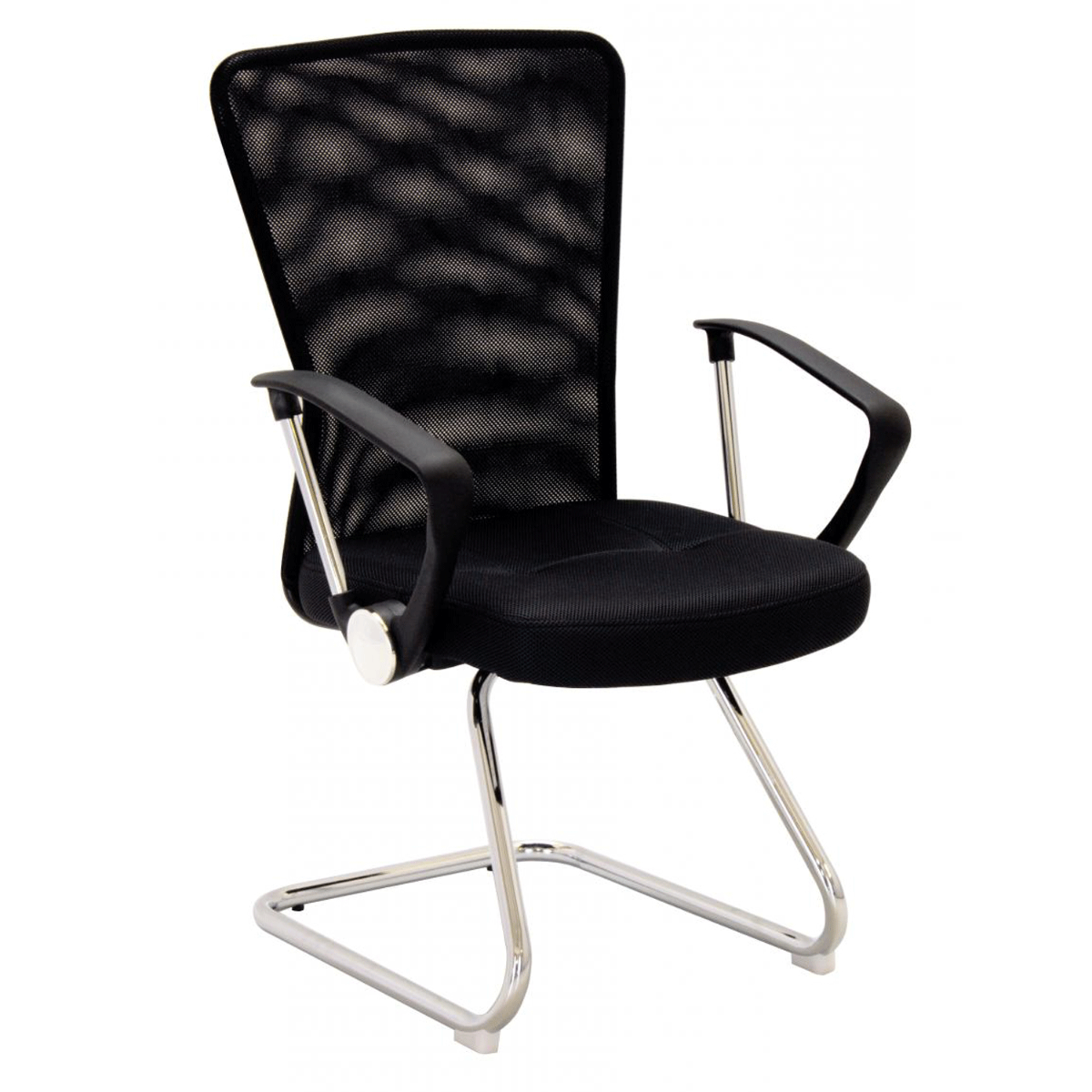 Kolachi Classic Fabric and Hard Plastic Arms Office Chairs Style in Chrome Frame Set of 2 - Black and Charcoal - Sigrid Mills