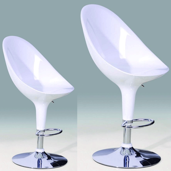 Oldham Chrome Bar Stool Pair with Adjustable Features - White - Sigrid Mills