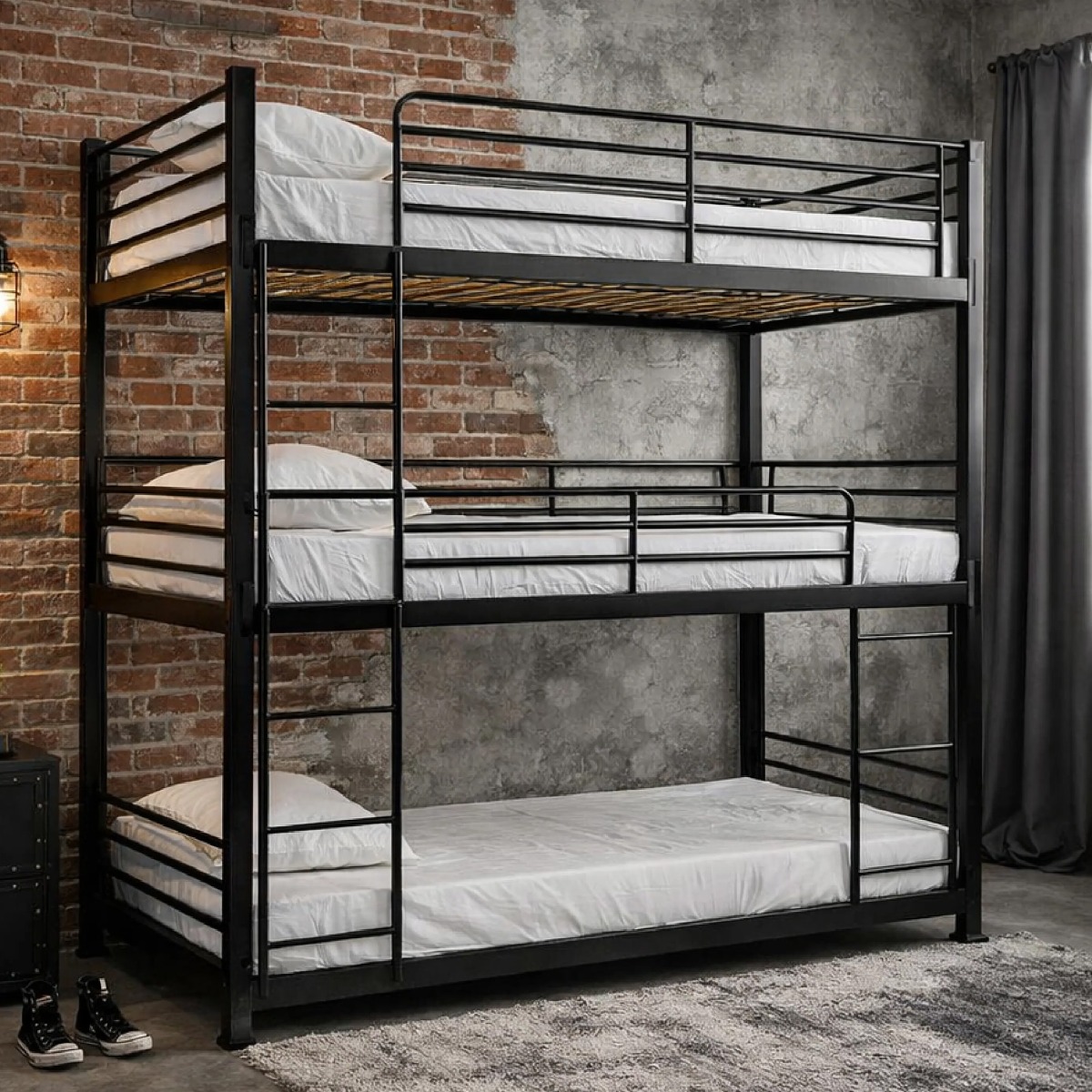 Single Bed - DAWN Bunk Bed Black 3ft - Beds-To-Go