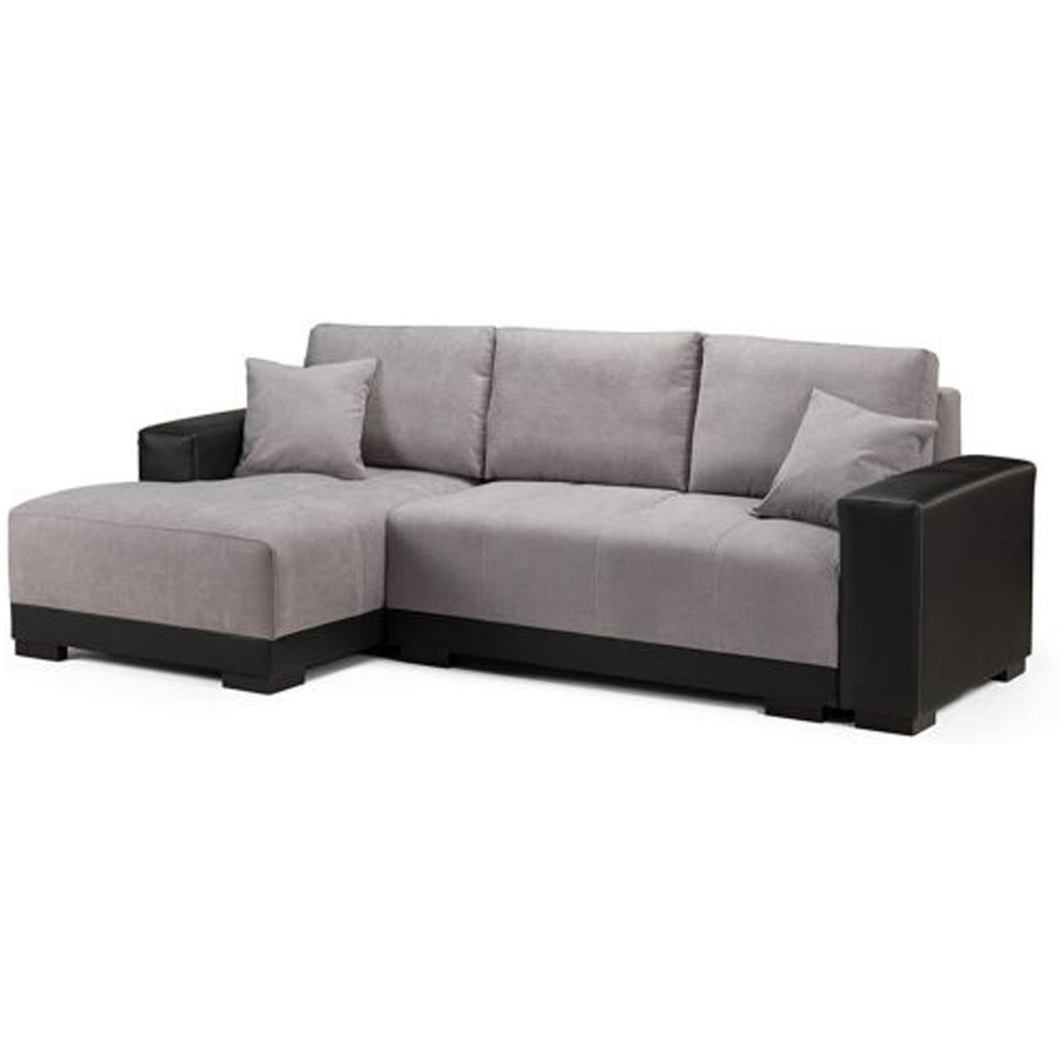 DAWNLEY Fabric 4 Seater L Shaped - Left Hand Facing Corner Sofa Bed - Black and Grey - Interior Masters