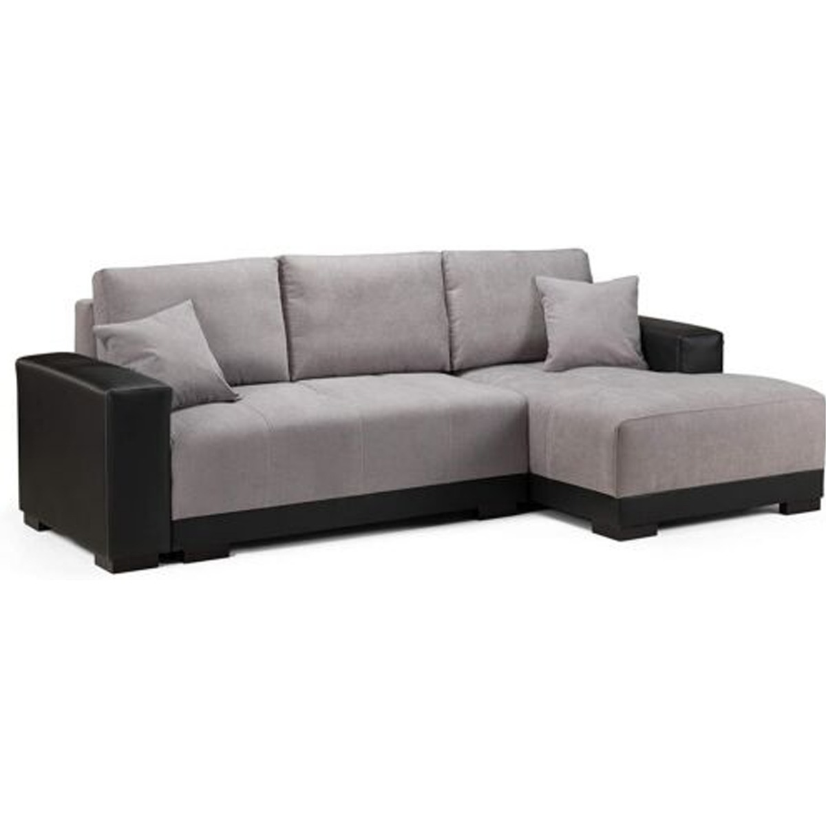 DAWNLEY Fabric 4 Seater L Shaped - Right Hand Facing Corner Sofa Bed - Black and Grey - Interior Masters