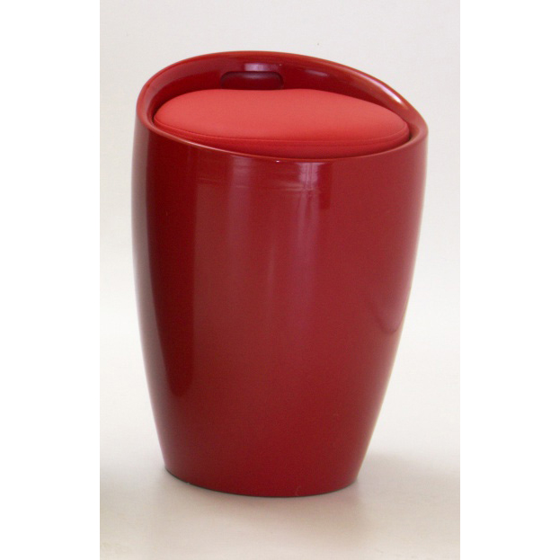 Melrose High Gloss Round Stool with Storage - Red - Sigrid Mills