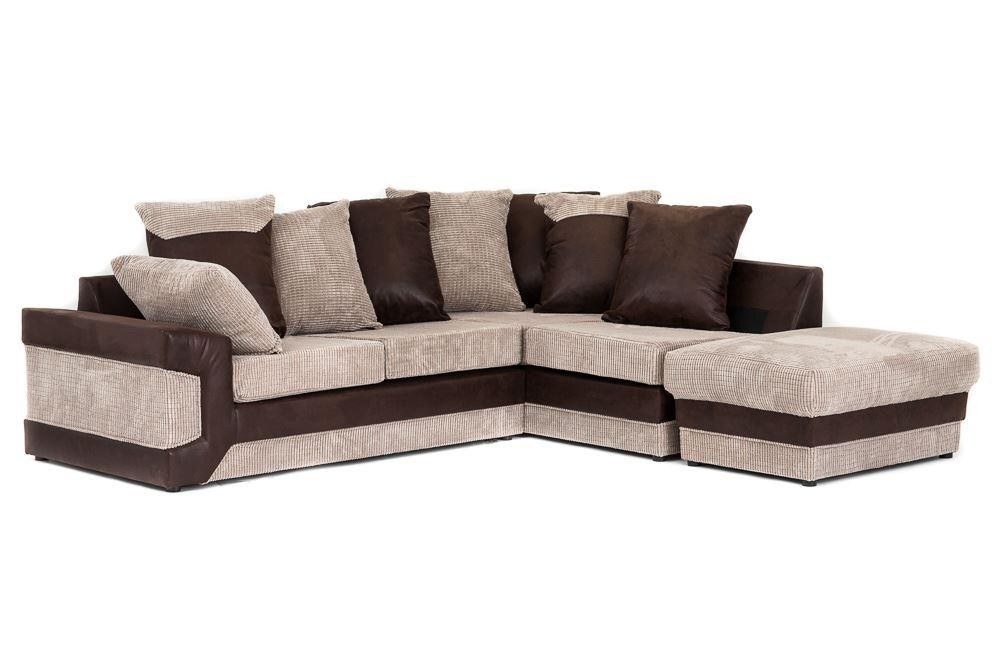 DENZEL Jumbo Cord 5 Seater L Shaped - Right Hand Facing Corner Sofa - Brown and Beige - Interior Masters