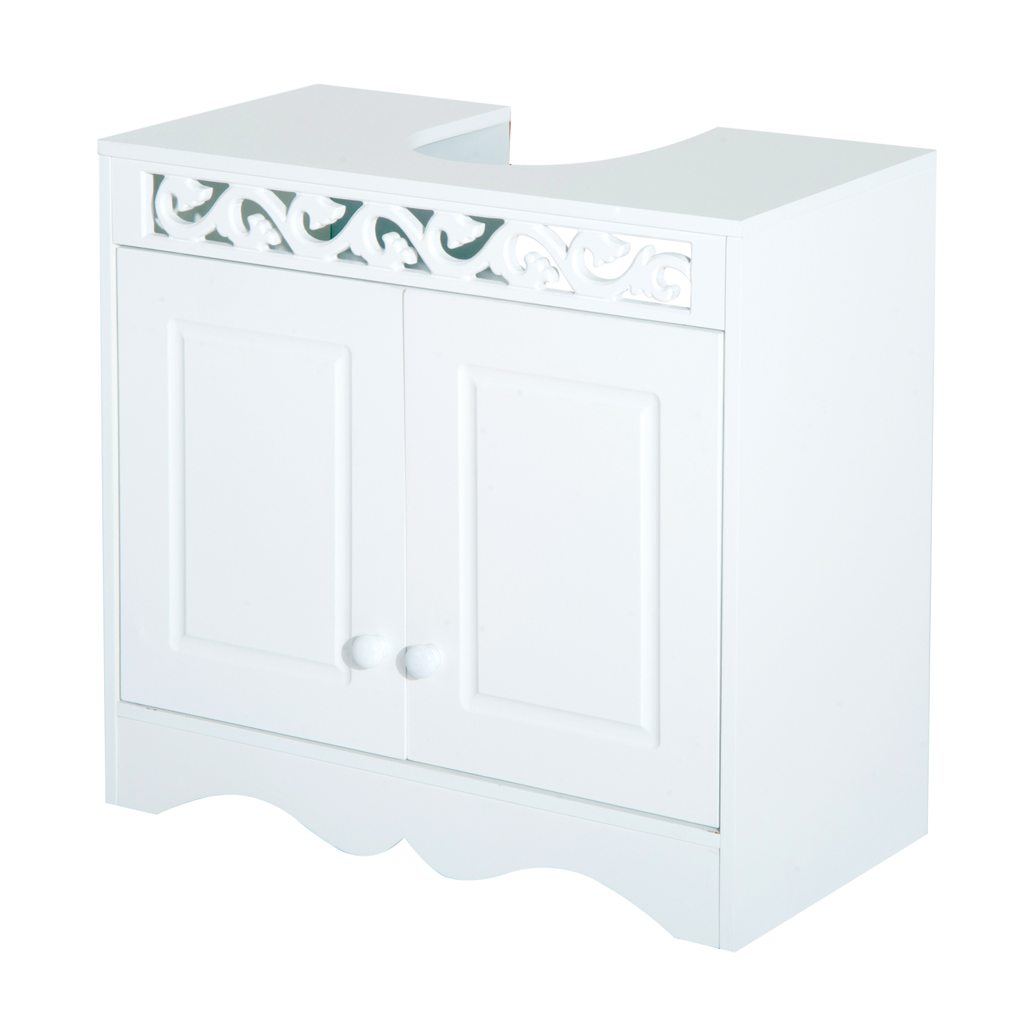 Bathroom Under Sink Storage Cabinet 2 Door Wooden Cupboard Vanity Units - Life Essentials