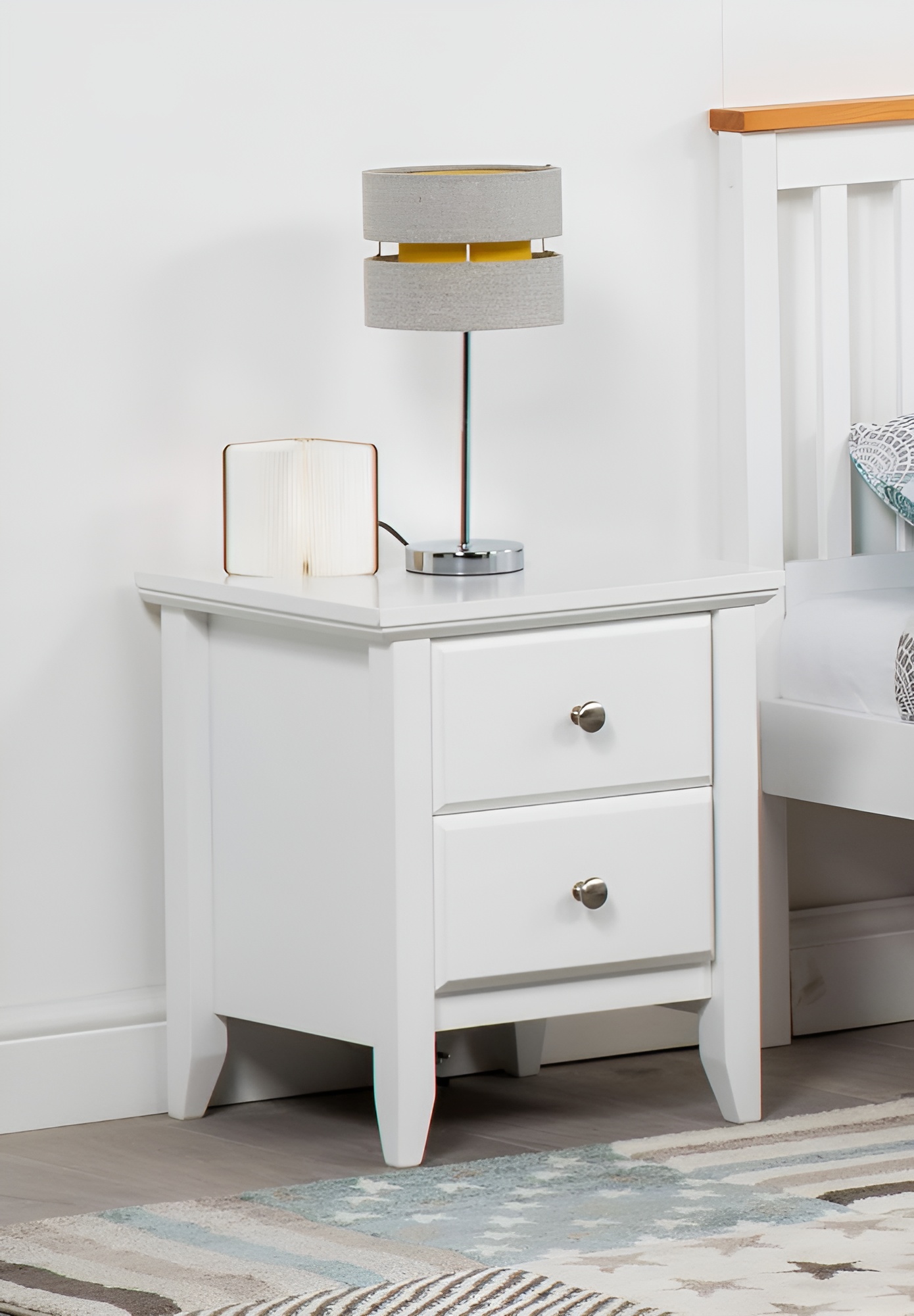 Bedside Table - AMBANI 2 Drawer Nightstand White - Amanda and Co