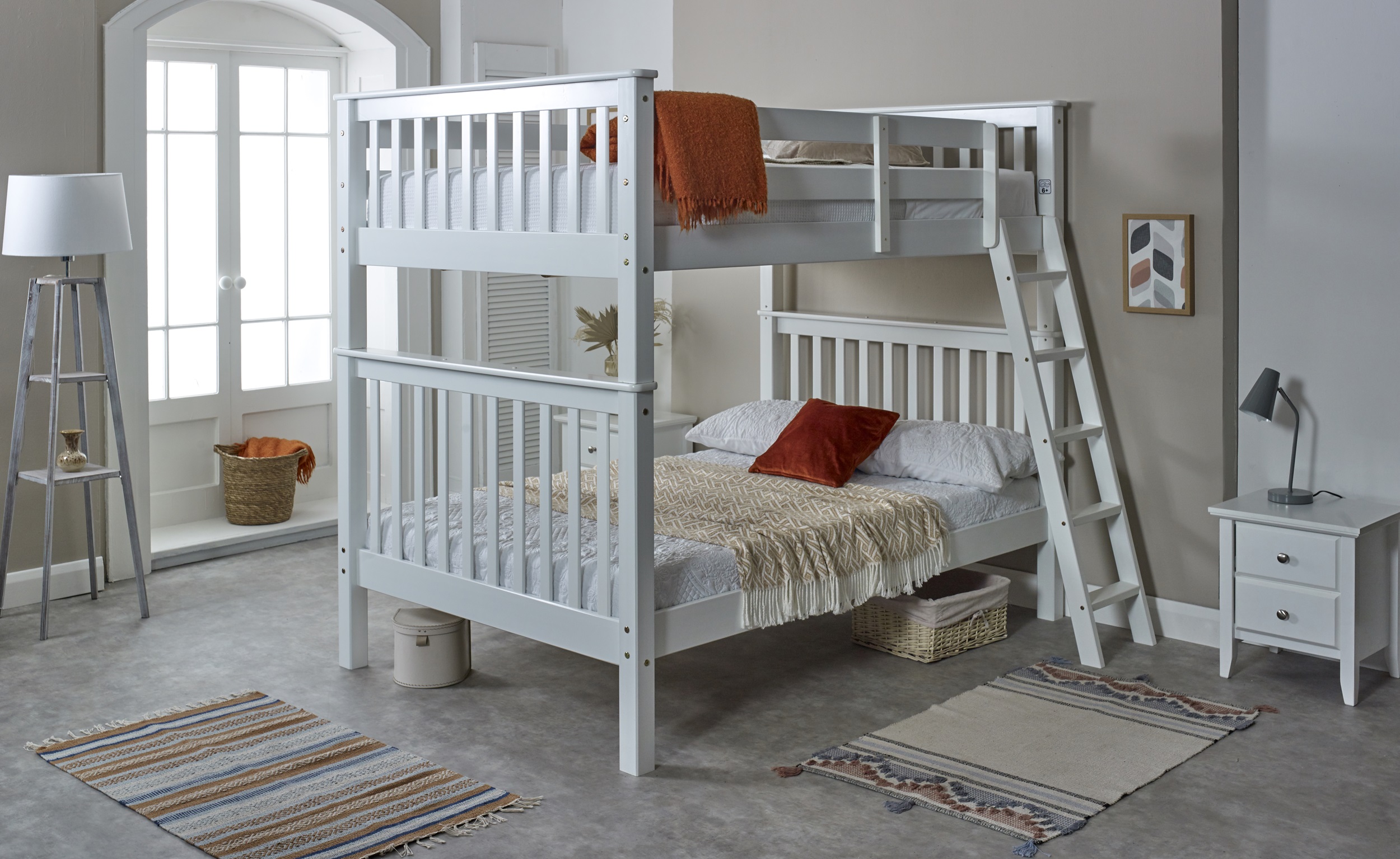 Small Double Bed - MEDEN 4ft Bunk Bed White - Amanda and Co