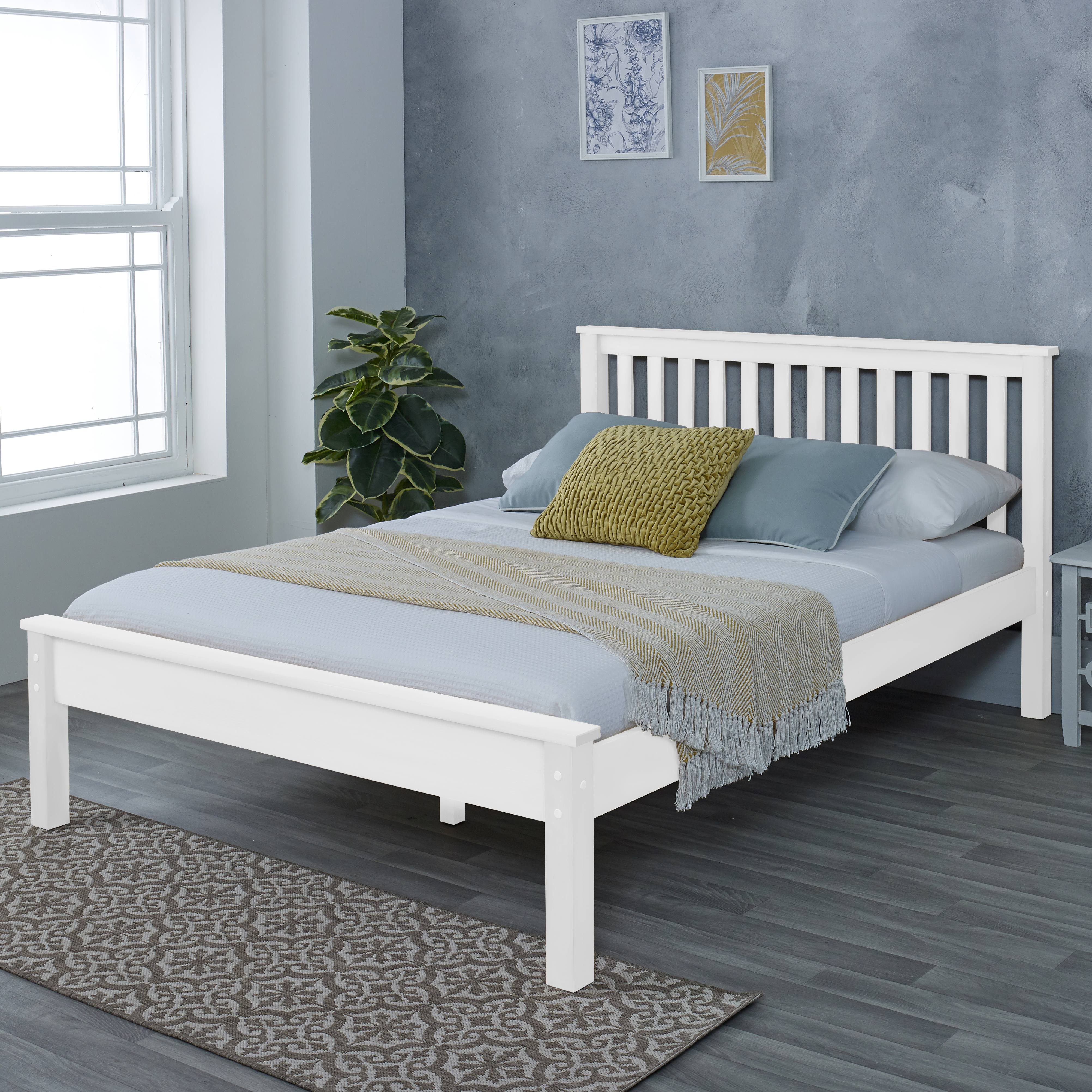 Kingsize Bed - ORBU 5ft Wooden Bed White - Amanda and Co