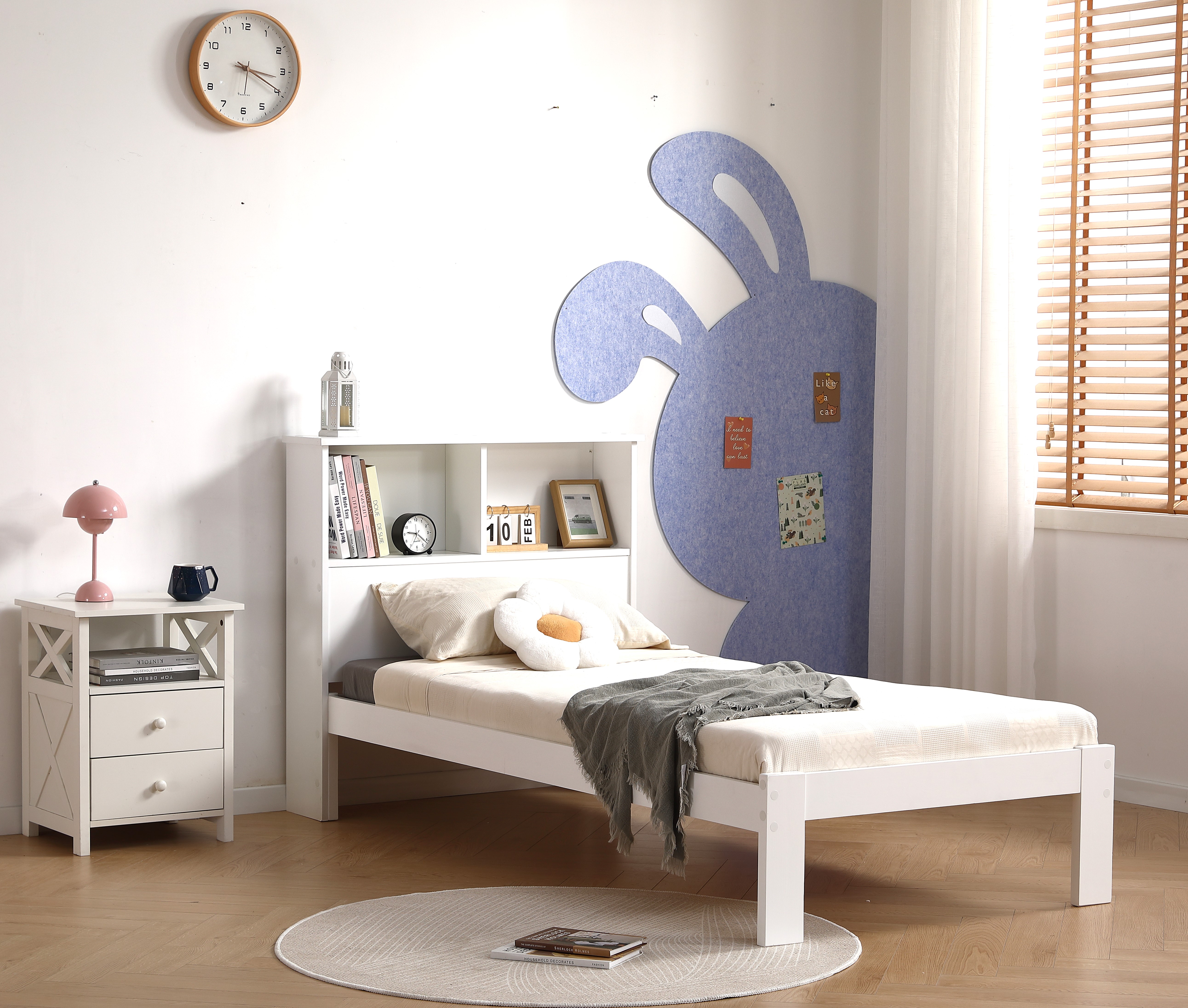 Single Bed - PESTON 3ft Wooden Bed White - Amanda and Co