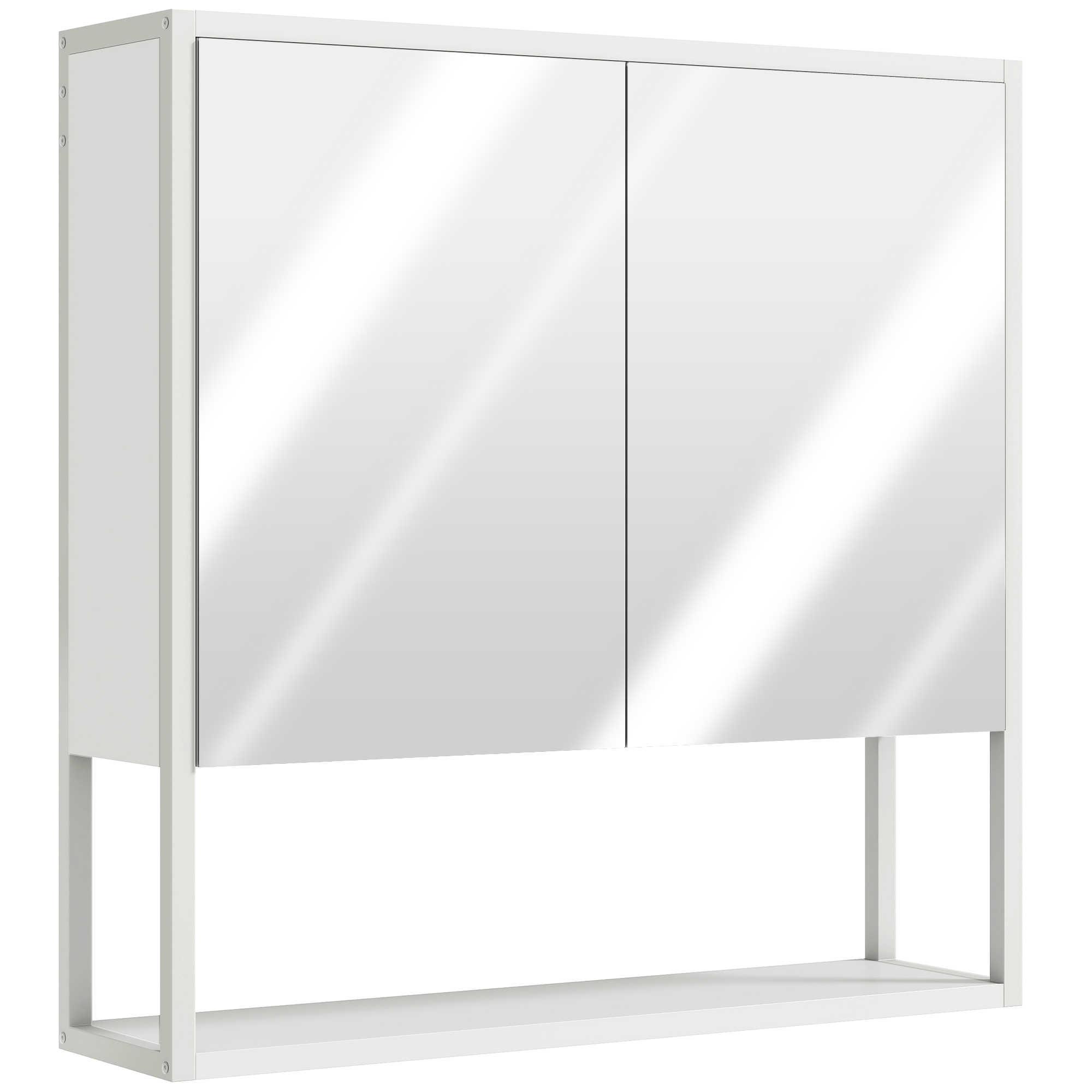HERON Bathroom Mirror Cabinet with Soft Close Doors White - Life Essentials
