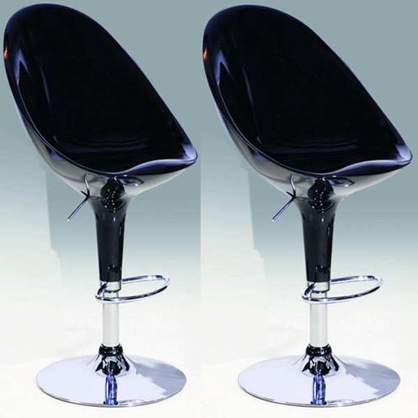 Oldham Chrome Bar Stool Pair with Adjustable Features - Black - Sigrid Mills