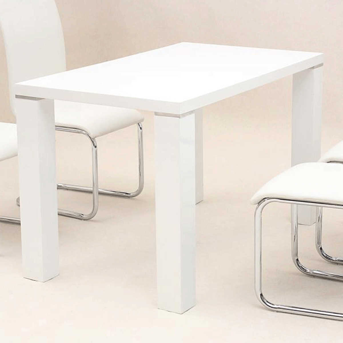 Lexington Elegance High Gloss White Dining Table - Sleek Rectangular Design - Sigrid Mills