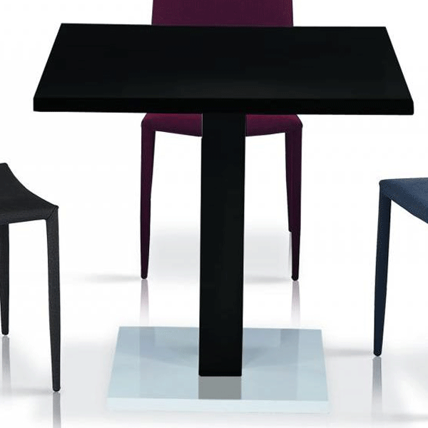 Buxton High Gloss Table with Stainless Steel Base - Black - Sigrid Mills