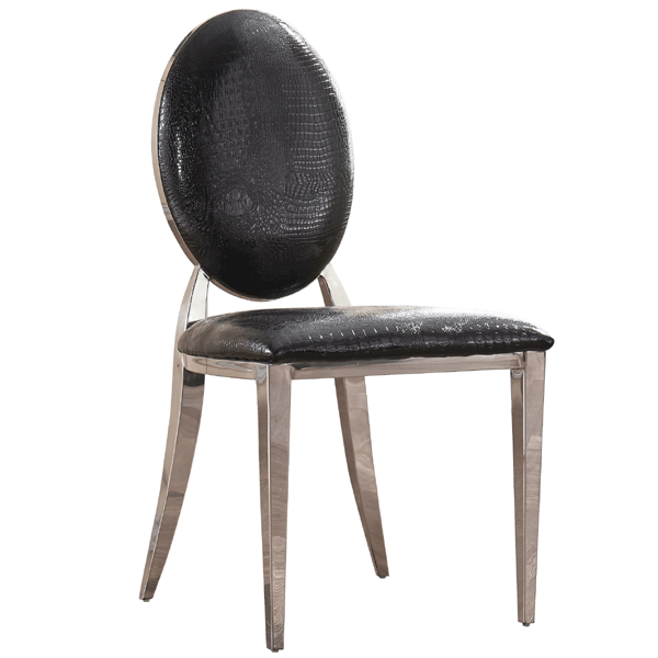 Kendal Dining Chair with PU Back and Seating in Stainless Steel Frame - 2pc - Sigrid Mills
