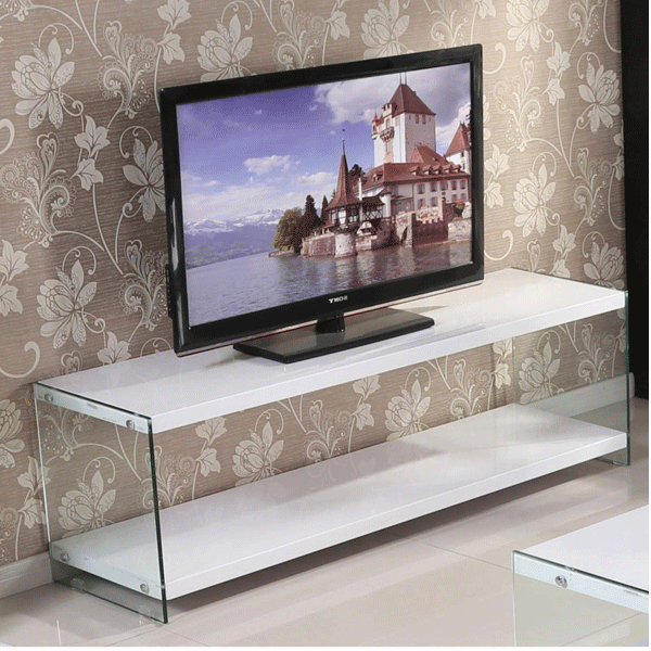 Modern Fusion of Style Stuttgart High Gloss TV Unit with Tempered Glass - White - Sigrid Mills