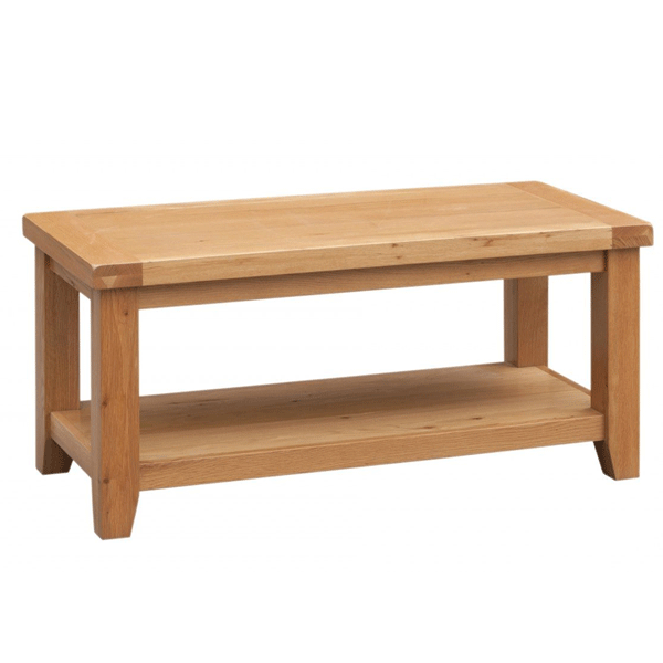 Eden Solid Oak Coffee Table with Shelf - Light Oak Finish - Sigrid Mills